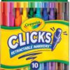 Wholesale Crayola Washable Markers with Retractable Tips, Clicks, School Supplies, Art Markers, 10 Count Classics