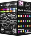 Wholesale Loddie Doddie Liquid Chalk Markers (24-Pack) - Dust-Free Erasable Pens for Windows, Glass, Chalkboard & Blackboard - 6mm Reversible Bullet & Chisel Tip 1 Count (Pack of 24)
