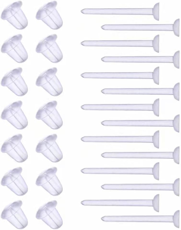 Plastic Earrings,Clear Earrings Clear Post Earring Posts and Backs Silicone Stud 100 Pairs Back Blank Pins Stud…