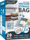 Wholesale 20 Pack Vacuum Storage Bags, Space Saver Bags (4 Jumbo/4 Large/4 Medium/4 Small/4 Roll) Compression for Comforters and Blankets, Sealer Clothes Storage, Hand Pump Included