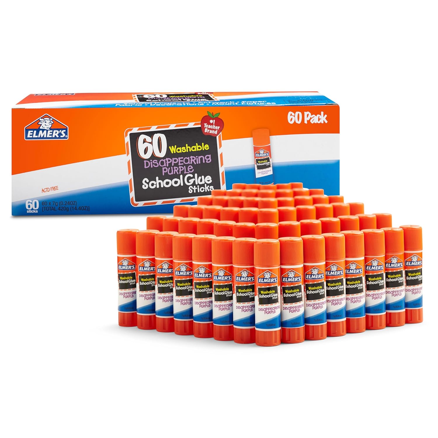 Wholesale Elmer's Disappearing Purple School Glue Sticks, Washable, 7 Grams, 60 Count