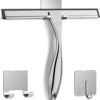 Wholesale All-Purpose Stainless Steel Shower Squeegee for Shower Glass Door with 2 Adhesive Hooks, Bathroom Cleaner Tool Household Window Mirror Squeegee , Cleaning Tile Wall, Car, 10 Inch Silver Silver 10-Inch
