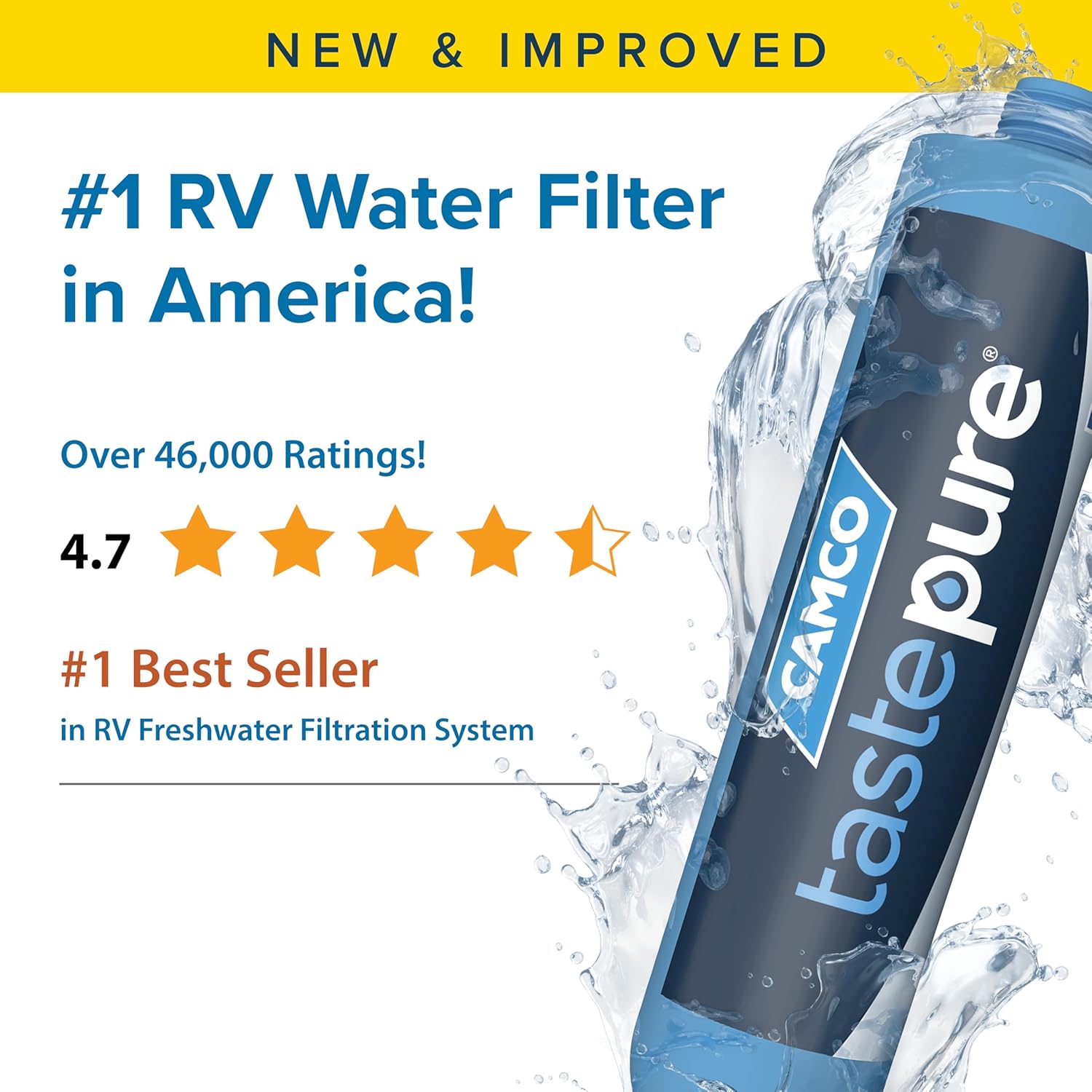 Wholesale Camco TastePURE RV Water Filter - New Advanced 6-Step Patent-Protected Filtration - Camping Essentials for Fresh Drinking Water - RV Inline Water Filter w/Flexible Hose Protector, Made in USA (40043) LARGE
