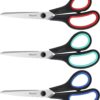Wholesale Scissors, iBayam 8" Multipurpose Scissors Bulk 3-Pack, Ultra Sharp Blade Shears, Comfort-Grip Handles, Sturdy Sharp Scissors for Office Home School Sewing Fabric Craft Supplies, Right/Left Hand Red, Green, Blue 3-Pack