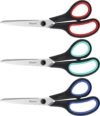 Wholesale Scissors, iBayam 8" Multipurpose Scissors Bulk 3-Pack, Ultra Sharp Blade Shears, Comfort-Grip Handles, Sturdy Sharp Scissors for Office Home School Sewing Fabric Craft Supplies, Right/Left Hand Red, Green, Blue 3-Pack