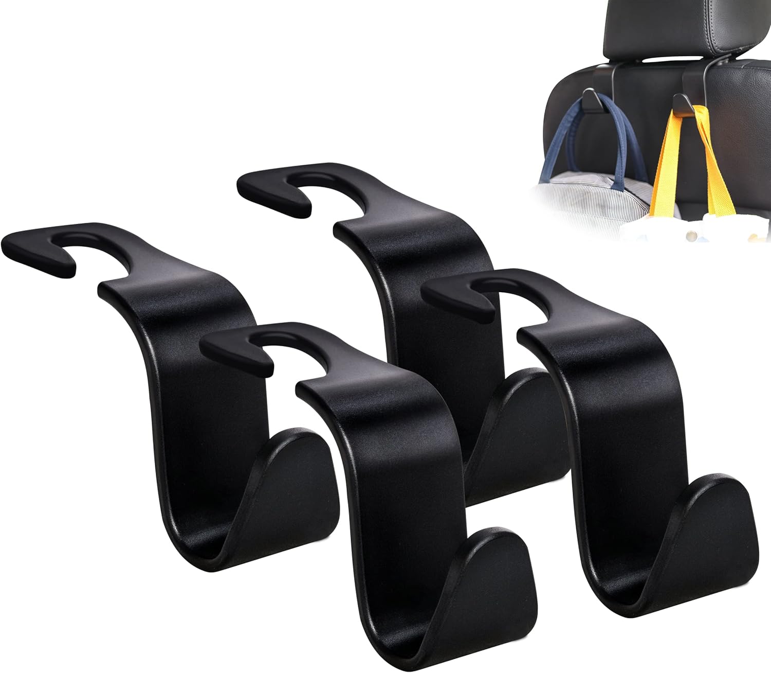 Wholesale Amooca Car Seat Headrest Hook 4 Pack Hanger Storage Organizer Universal for Handbag Purse Coat fit Universal Vehicle Car Black S Type