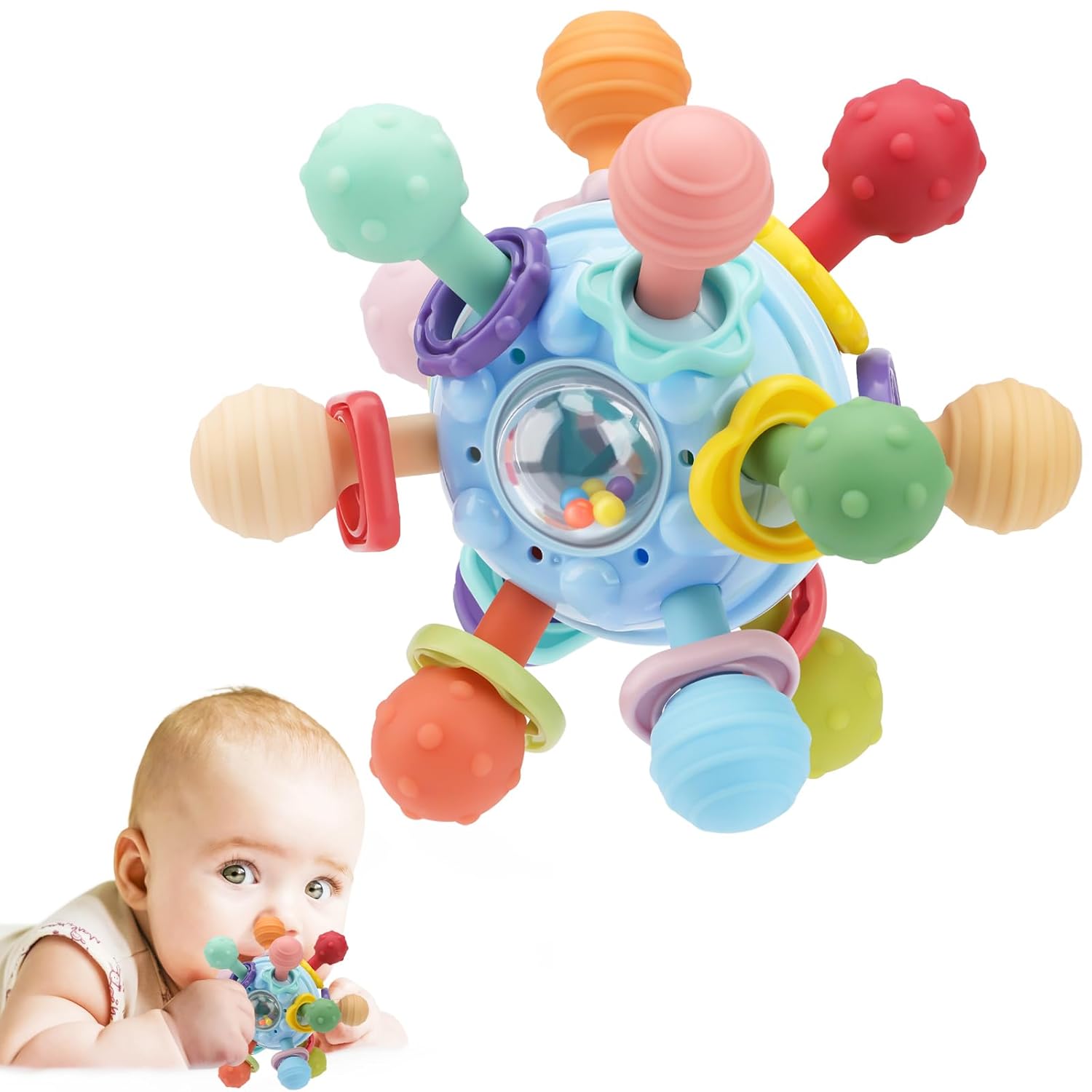 Wholesale TOHIBEE Baby Montessori Sensory Toys for 0-6 6-12 Months, Food Grade Teething Toys for Babies 0 3 6 9 12 18 Months, Newborn Infant Learning Developmental Toys Gifts for 1 2 Year Old Boys Girls Blue