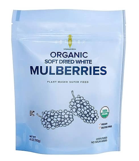 Amphora, Organic Soft Dried Fruit, White Mulberries, 6/4oz