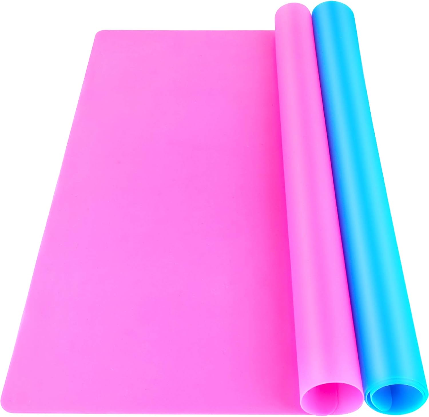 Wholesale LEOBRO Silicone Mat for Resin Molds, 2 PCS 15.7" x 11.7" Playdough Mat, Silicone Sheet for Crafts Jewelry Resin Molds Mat, Nonstick Silicone Craft Mats for UV Resin, Paint, Clay, Blue & Rose Red