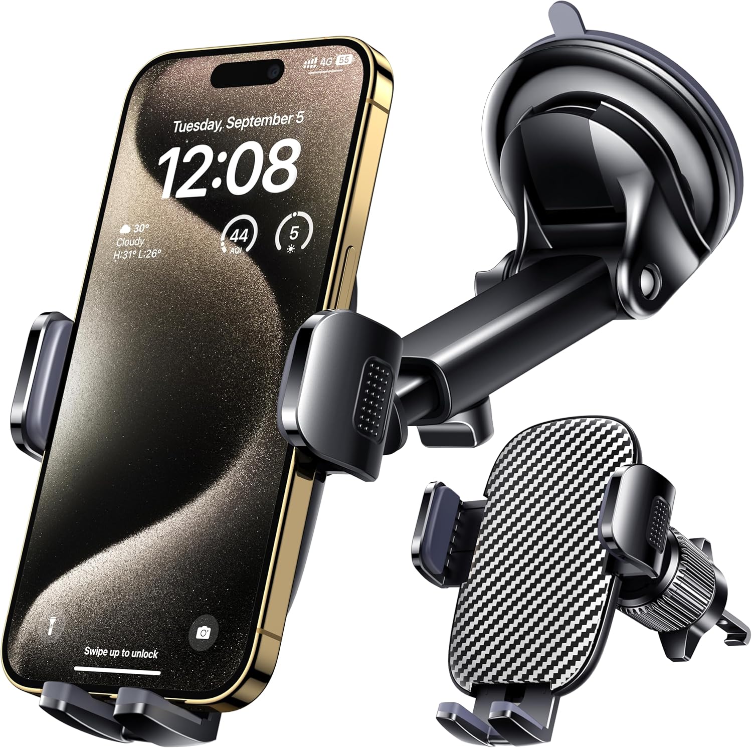 Wholesale Qifutan Car Phone Holder Mount Phone Mount for Car Windshield Dashboard Air Vent Universal Hands Free Automobile Cell Phone Holder Fit for iPhone Smartphone Carbon Fiber