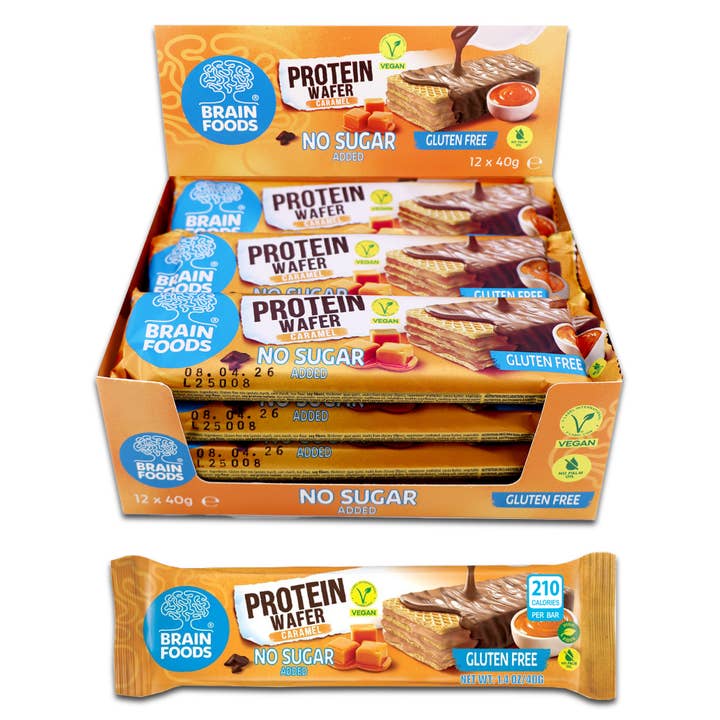 Brain Foods Gluten Free Vegan Caramel Protein Wafers