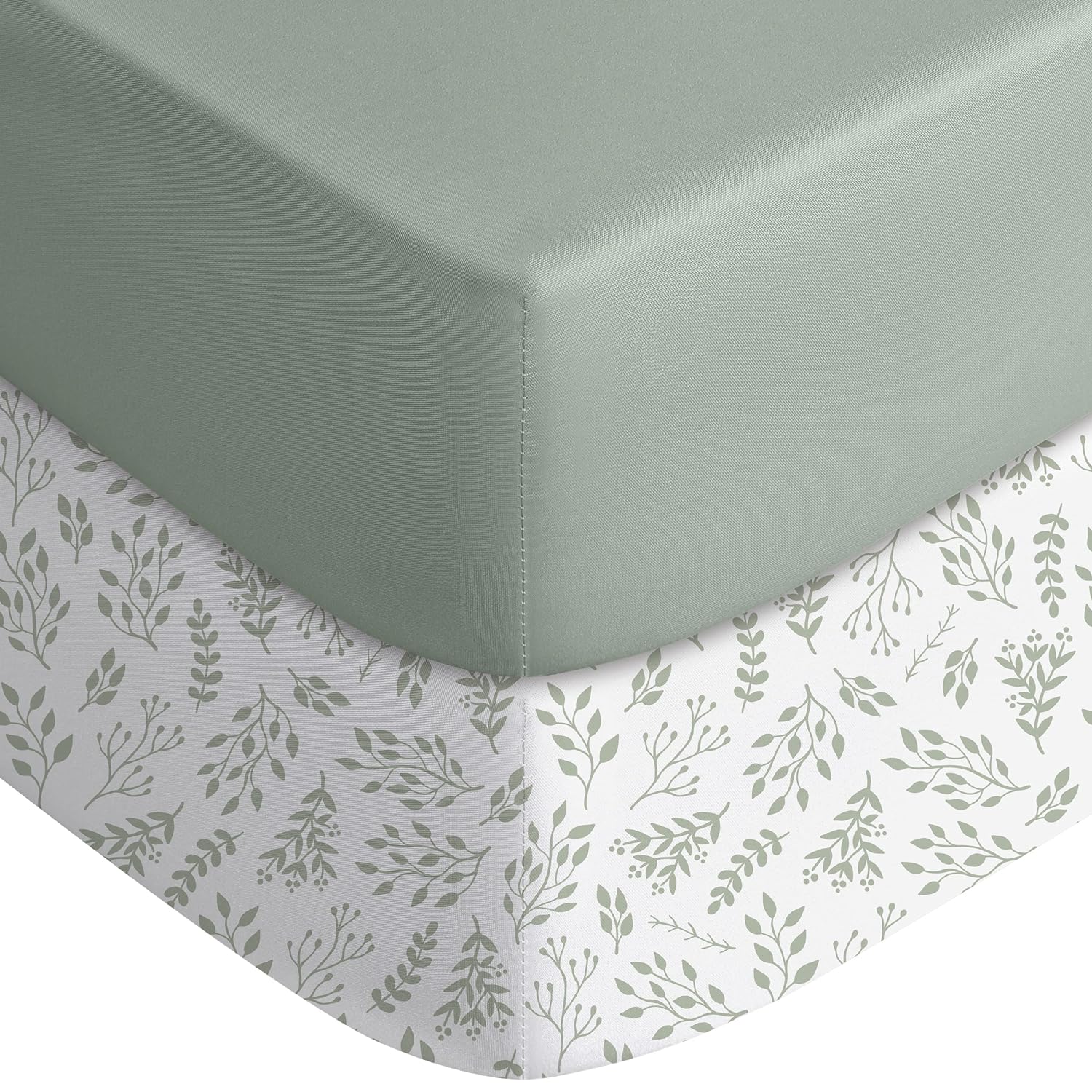 Wholesale Yoofoss Baby Crib Sheets for Boys Girls, Fitted Crib Sheet 2 Pack for Standard Crib and Toddler Mattress, Super Soft Microfiber Baby Sheet 28x52x8in(Green+Leaf) Green+leaf Crib Sheets