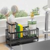 Wholesale Cisily Sponge Holder for Kitchen Sink, Sink Caddy with High Brush Holder, Kitchen Sink Organizer Countertop Rustproof 304 Stainless Steel, Soap Dispenser Kitchen Organizers and Storage Essentials Black