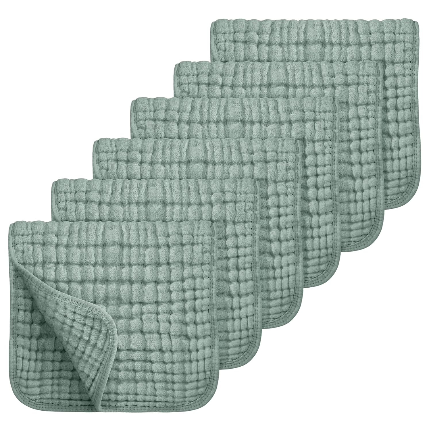 Wholesale Looxii Muslin Burp Cloths 100% Cotton Large 20''x10'' Extra Soft and Absorbent 6 Pack Baby Burping Cloth for Boys Girls (Dark Green)