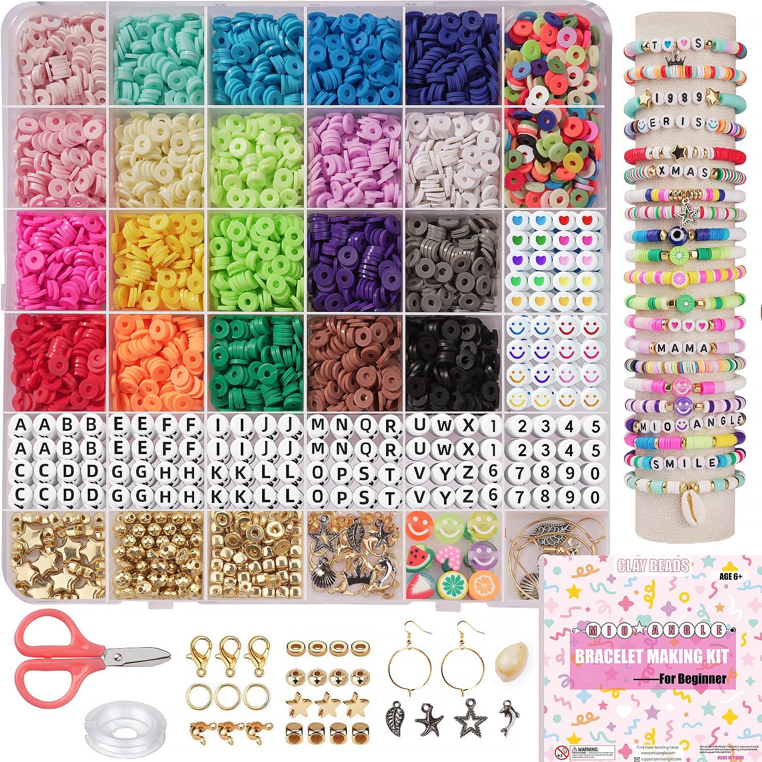 Wholesale Mio Angle Bracelet Making Kit for Beginner 5000Pcs Preppy Polymer Friendship Bracelet Making with Charms Kit for Jewelry Making DIY Arts and Crafts Birthday Gifts Toys for Kids Age 6-13 Multicolor