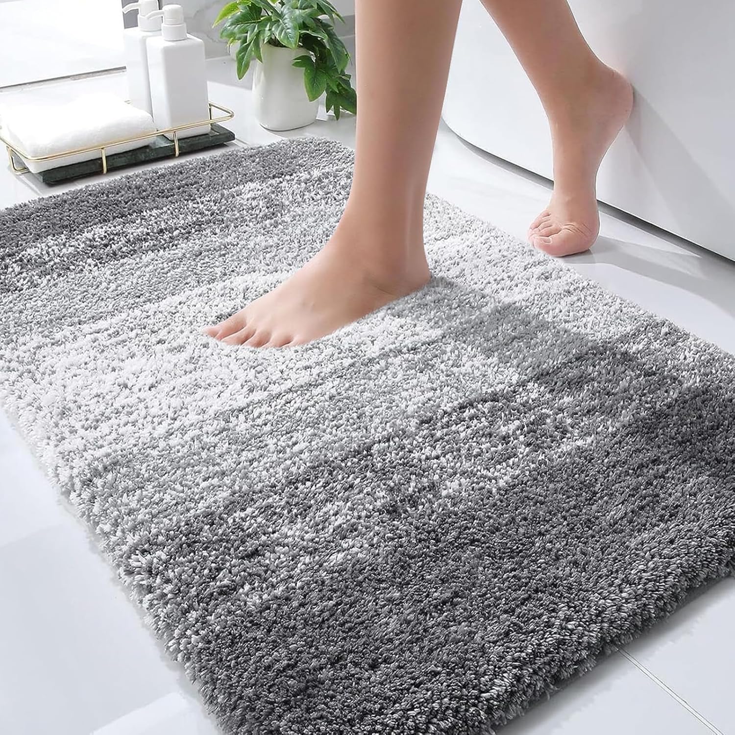 Wholesale OLANLY Luxury Bathroom Rugs Mat 30x20, Extra Soft and Absorbent Microfiber Bath Rugs, Non-Slip Plush Shaggy Bath Carpet, Machine Wash Dry, Bath Mat for Bathroom Floor, Tub and Shower, Grey 30" x 20" Grey