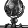 Wholesale Gaiatop Mini Portable Stroller Fan, Battery Operated Small Clip on Fan, Detachable 3 Speed Rechargeable 360° Rotate Flexible Tripod Handheld Desk Cooling Fan for Car Seat Crib Treadmill Travel Black