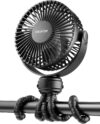 Wholesale Gaiatop Mini Portable Stroller Fan, Battery Operated Small Clip on Fan, Detachable 3 Speed Rechargeable 360° Rotate Flexible Tripod Handheld Desk Cooling Fan for Car Seat Crib Treadmill Travel Black
