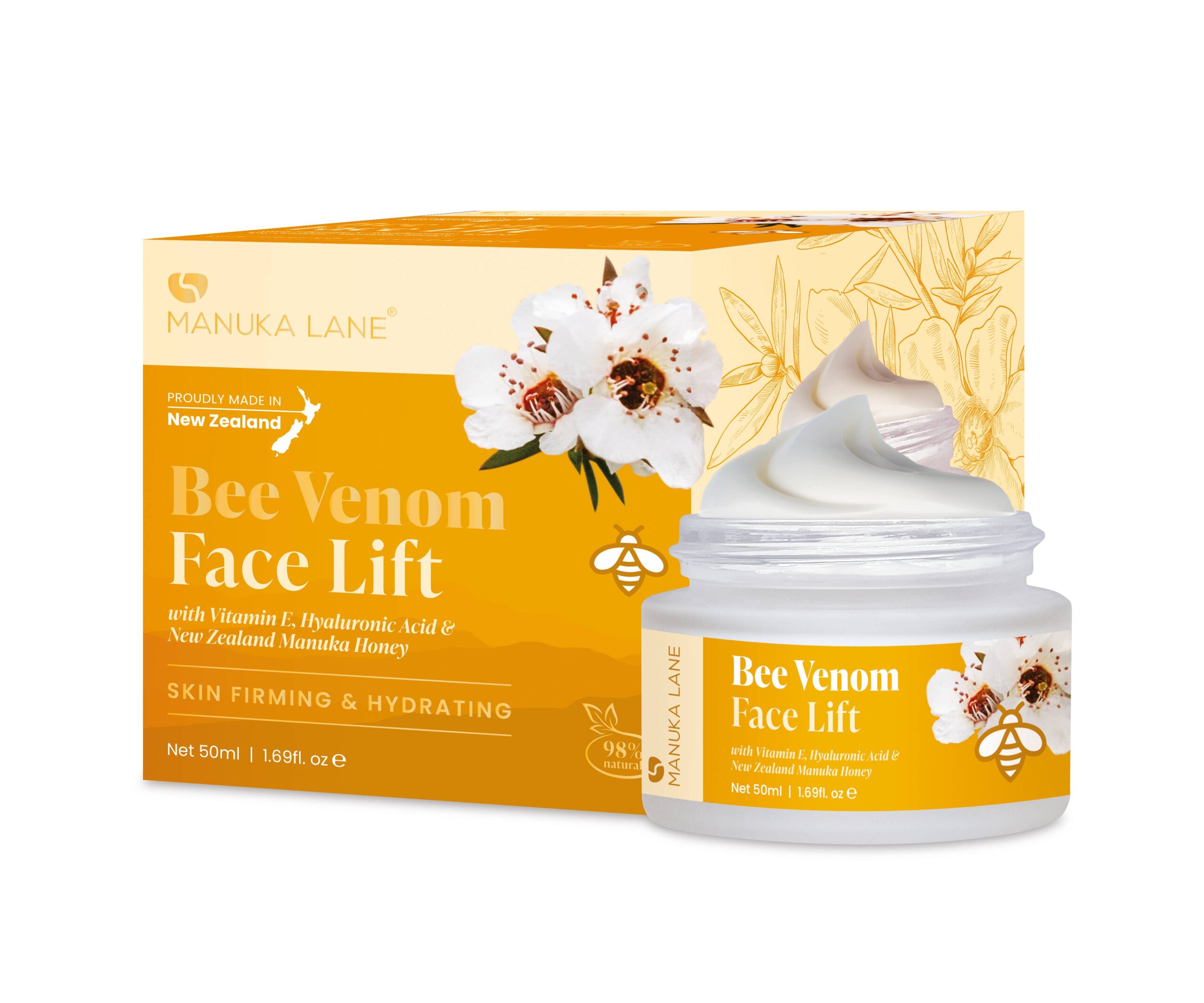 Bee Venom Facelift Cream with Manuka Honey, Vitamin E & Hyaluronic Acid (50ml)