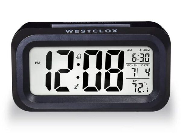 ALARM CLOCK-LCD w-TEMP DISPLAY BATTERY POWERED – BLACK